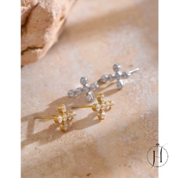 Studded Cross Earrings